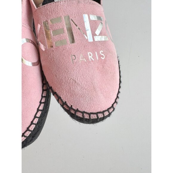 KENZO Paris Rose Clair Pink Suede Silver Logo Espadrille Flats, Size 36 - Picture 8 of 16